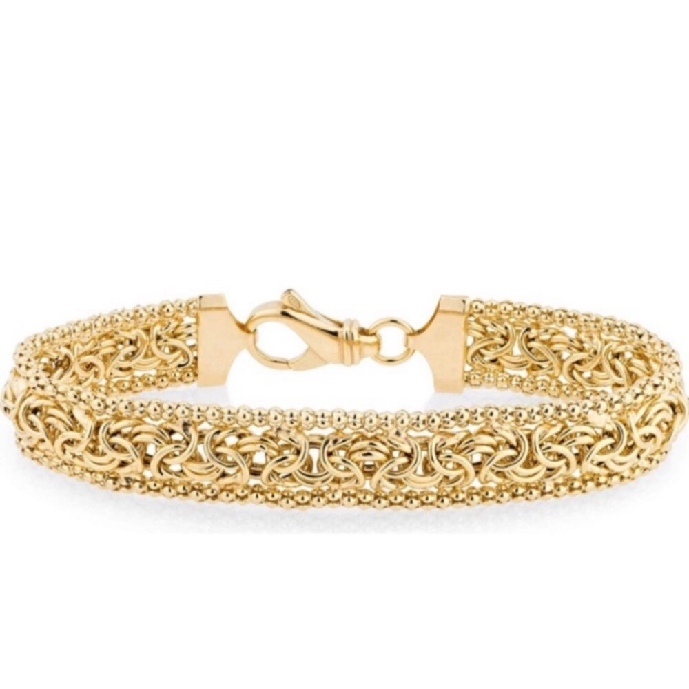18k Gold Over Silver Italian Byzantine Bracelet - Picture 4 of 4